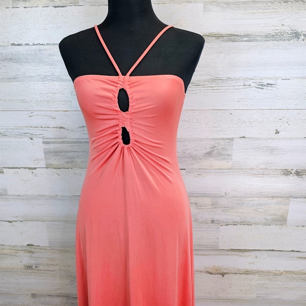 Sincerely Jules Coral Strappy Cutout Midi Dress Large Y2K Resort Vacation 2000s - Picture 6 of 14